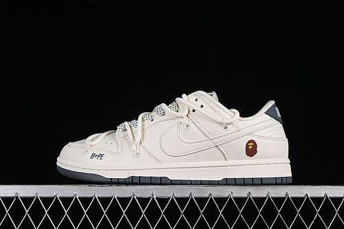 【380】[JJ5688-100]-[SB DUNK LOW BAPE WHITE/GREY]-[WOMAN:36-39]-[MAN:40-45]