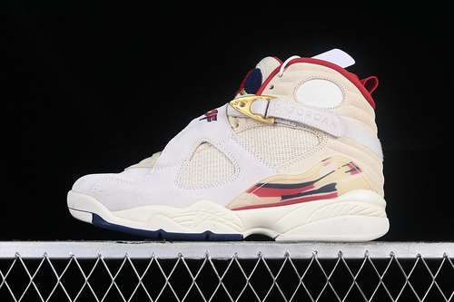 【530】[FJ2850-107]-[SOLEFLY AIR JORDAN 8 RETRO MI CASA ES SU CASA FOSSIL/VARSITY RED/METALLIC GOLD]