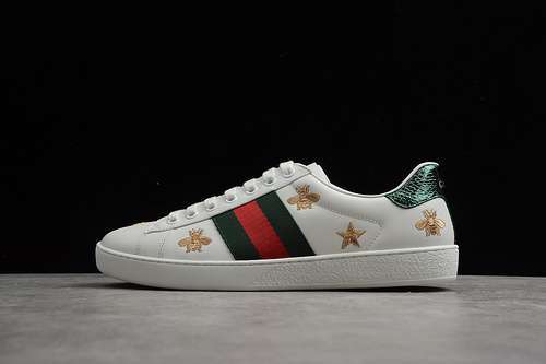 【520】[GU*CCI ACE EMBROIDERED LOW-TOP SNEAKER WHITE/GREEN/RED]-[WOMAN:35-39]-[MAN:40-44]