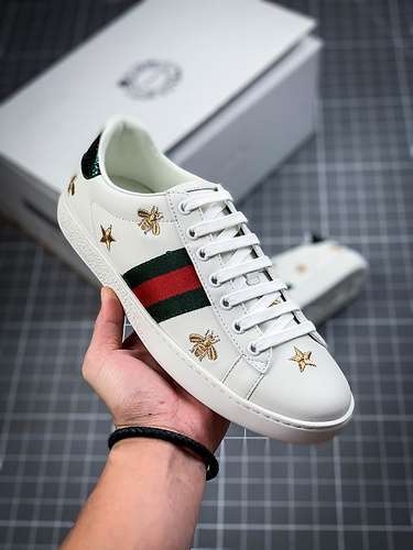 【520】[GU*CCI ACE EMBROIDERED LOW-TOP SNEAKER WHITE/GREEN/RED-GOLD]-[UNISEX SIZE:35-45]