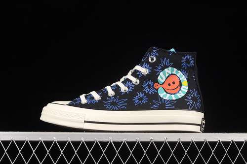 【250】[172824C]-[CHUCK TAYLOR ALL-STAR 70S HIGH SUNNY FLORAL BLACK/WASHED TEAL/GAME ROYAL]