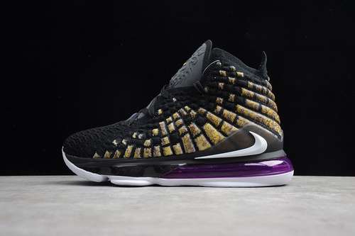 【420】[BQ3178-004]-[LEBRON 17 LAKERS BLACK/WHITE-EGGPLANT-AMARILLO]-[MAN:39-46]