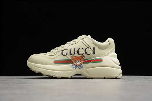 【700】[GU*CCI RHYTON VINTAGE TRAINER SNEAKERS BEIGE/BEIGE/GOLD]-[UNISEX:35-44]