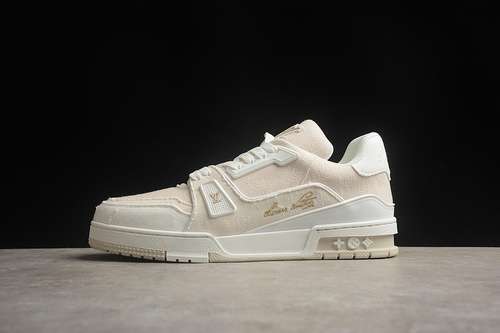 【580】[LOUIS VUITTON TRAINER SNEAKER LOW L*V WHITE/GREY]-[WOMAN:35-39]-[MAN:40-45]