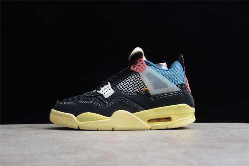 【340】[DC9533-001]-[UNION LA X AIR JORDAN 4 RETRO OFF NOIR/BRIGADE BLUE/DARK SMOKE GREY]