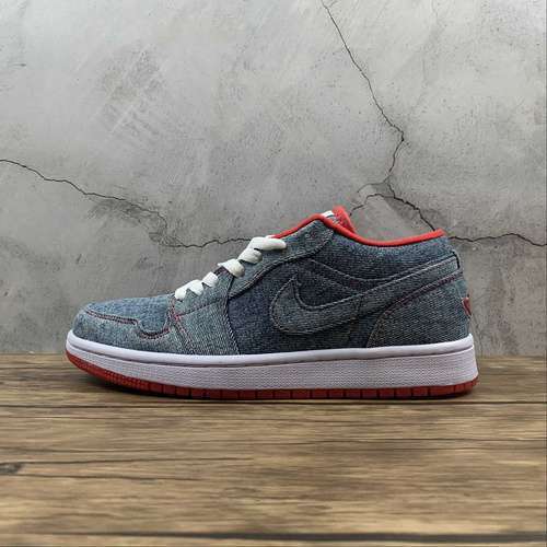 【290】[315921-491]-[AIR JORDAN RETRO 1 LOW DENIM/WHITE-SPORT RED]-[WOMAN:36-39]-[MAN:40-46]