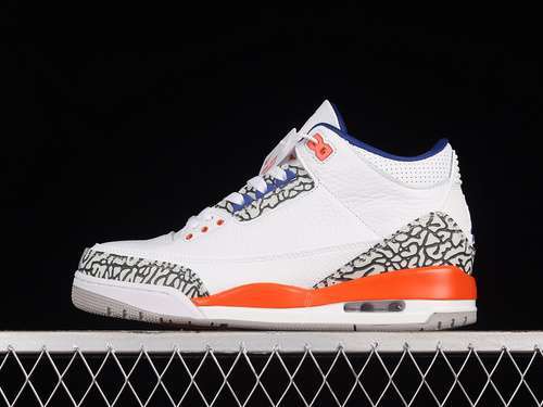 【400】[136064-148]-[AIR JORDAN 3 RETRO KNICKS WHITE/OLD ROYAL-UNIVERSITY ORANGE-TECH GREY]-[40-47.5]