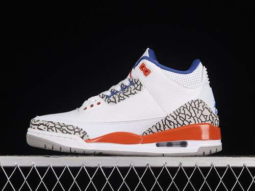 【360】[136064-148]-[AIR JORDAN 3 RETRO KNICKS WHITE/OLD ROYAL-UNIVERSITY ORANGE-TECH GREY