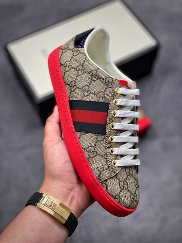 【480】[GU*CCI ACE EMBROIDERED LOW-TOP GREY/NAVY BLUE/RED]-[WOMAN:35-39]-[MAN:40-44]