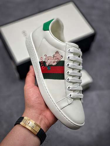 【520】[GU*CCI ACE EMBROIDERED LOW-TOP SNEAKER WHITE/GREEN/RED]-[WOMAN:35-39]-[MAN:40-44]