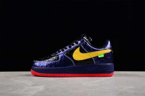 【450】[L*V X AIR FORCE 1 LOW 07 BLACK/DARK PURPLE/YELLOW]-[WOMAN:35-39]-[MAN:40-48]