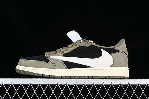 【340】[DM7866-002]-[TRAVIS SCOTT AIR JORDAN 1 LOW OG WHITE/BLACK/GREEN/ORANGE]-[UNISEX:36-47.5]