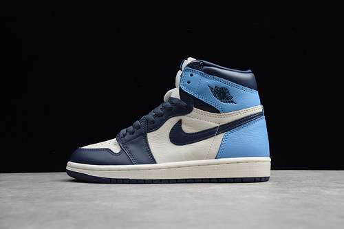 [107-105-115]-[555088-140]-[GZ AIR JORDAN 1 RETRO HIGH UNC LEATHER OBSIDIAN/UNIVERSITY BLUE]