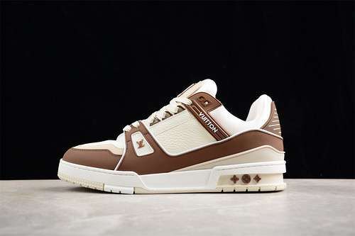 【630】[LOUIS VUITTON TRAINER SNEAKER LOW L*V WHITE/BROWN]-[WOMAN:35-39]-[MAN:40-45]