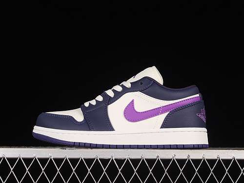 【280】[DC0774-502]-[AIR JORDAN 1 LOW WHITE/BLACK/PURPLE]-[WOMAN:36-39]-[MAN:40-45]