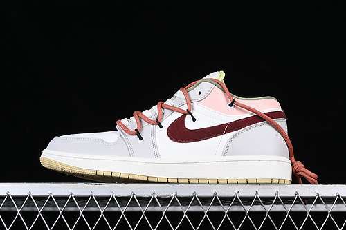 【300】[FD9906-131]-[AIR JORDAN 1 LOW WHITE/GREY/PINK/RED]-[WOMAN:35.5-39]-[MAN:40-47.5]