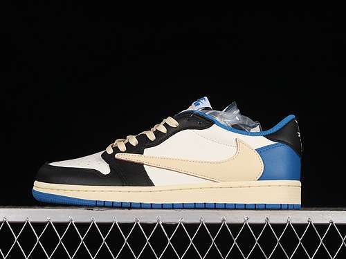 【650】[DM7866-140]-[FRAGMENT DESIGN X TRAVIS SCOTT X AIR JORDAN 1 RETRO LOW WHITE/BLACK/BLUE]