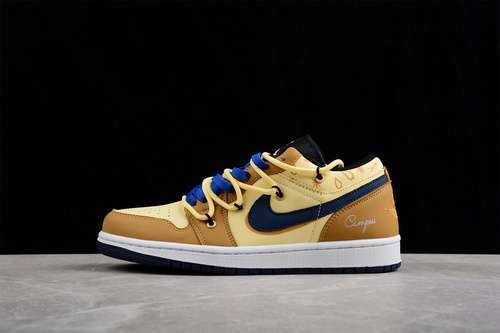【320】[553558-062]-[AIR JORDAN 1 LOW BROWN/YELLOW/BLACK-BLUE]-[WOMAN:36-39]-[MAN:40-46]