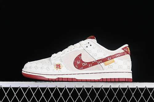【400】[FC1688-158]-[GU*CCI DUNK LOW SB WHITE/GREY/RED]-[WOMAN:36-39]-[MAN:40-45]NONE SIZE:36 36.5 37.