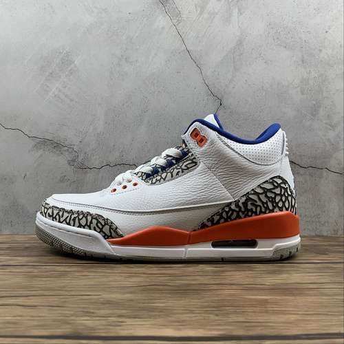 【480】[136064-148]-[AIR JORDAN 3 RETRO KNICKS WHITE/OLD ROYAL-UNIVERSITY ORANGE TECH GREY]-[40-47]