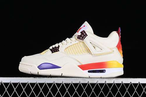 【430】[DH6927-901]-[J.BALVIN AIR JORDAN 4 RETRO WHITE/GREY/PURPLE/ORANGE/YELLOW]-[UNISEX:36-47.5]