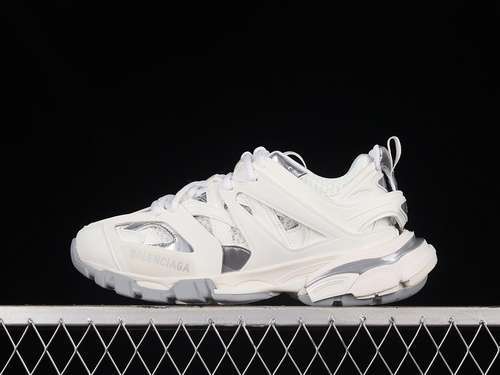 【550】[W2FSC9081]-[BA*LEN*CIAGA TRACK SNEAKERS TESS S.GOMMA WHITE/WHITE/SILVER]-UNISEX:35-46]