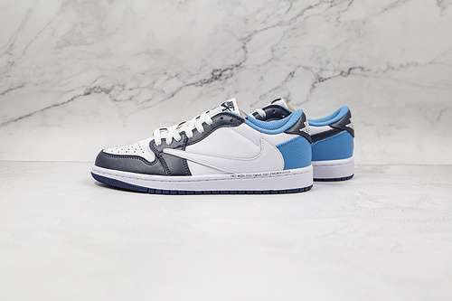 【300】[CQ4278-001]-[TRAVIS SCOTT X FRAGMENT DESIGN X AIR JORDAN 1 LOW WHITE/NAVY BLUE/BLUE]