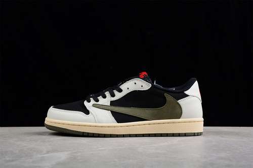 【360】[DZ4137-106]-[TRAVIS SCOTT X AIR JORDAN 1 LOW OG SAIL/UNIVERSITY RED-BLACK-MEDIUM OLIVE]