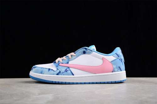 【300】[DM7866-932]-[TRAVIS SCOTT AIR JORDAN 1 LOW OG PINK/BLUE/WHITE]-[WOMAN:36-39]-[MAN:40-46]