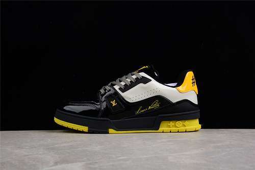 【750】[L*V LOW TRAINER SNEAKER BLACK/WHITE/YELLOW-GREY]-[MAN:38-45]