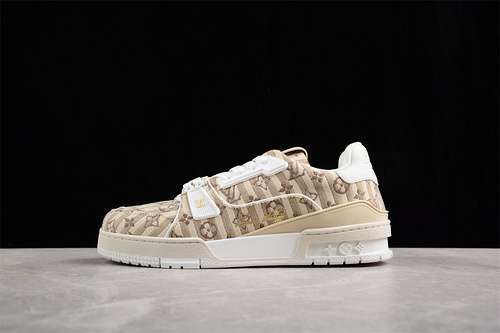 【760】[L*V TRAINER SNEAKER LOW BASKETBALL SHOES WHITE/BROWN]-[MAN:38-45]