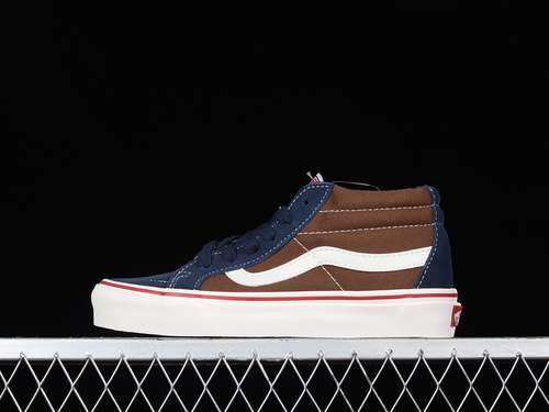 【260】[VN0A4UWI06F]-[SK8-MID NAVY BLUE/DARK BROWN/WHITE-RED]-[WOMAN:35-39]-[MAN:40-44]