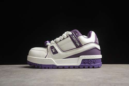 【630】[LOUIS VUITTON TRAINER SNEAKER LOW WHITE/PURPLE]-[WOMAN:35-39]-[MAN:40-45]