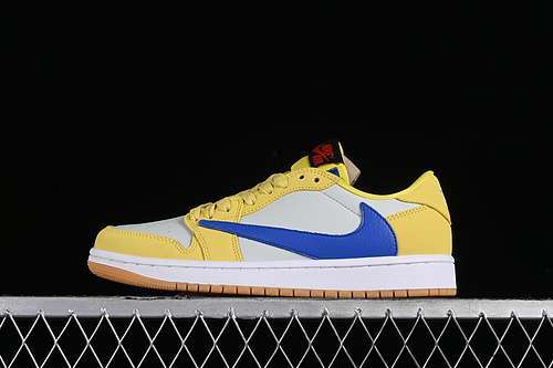 【260】[DZ4137-700]-[TRAVIS SCOTT AIR JORDAN 1 LOW OG CANARY/RACER BLUE/LIGHT SILVER/GUM MEDIUM BROWN]