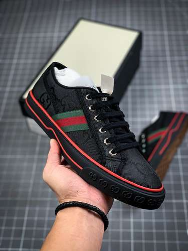 【420】[GU*CCI ACE EMBROIDERED LOW-TOP BLACK/GREEM/RED]-[WOMAN:35-39]-[MAN:40-44]