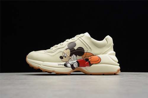 【700】[GU*CCI RHYTON VINTAGE TRAINER SNEAKERS BEIGE/BLACK/ORANGE]-[UNISEX:35-44]