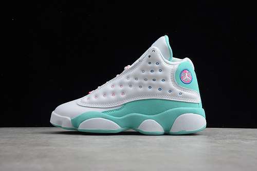 【400】[439358-100]-[AIR JORDAN 13 GS WHITE/SOAR/AURORA-GREEN-DIGITA]-[WOMAN:36-40]