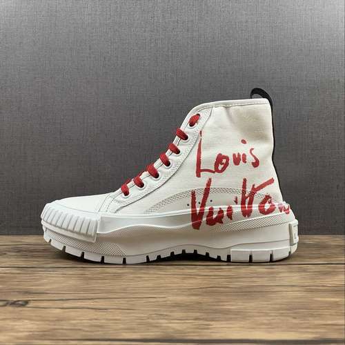 【400】[L*V CANVAS BOOTS WHITE/WHITE/RED]-[WOMAN:35-40]