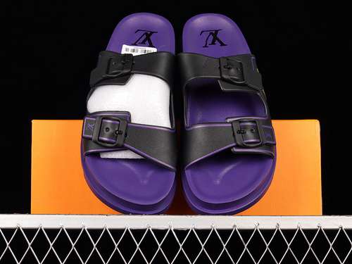 【380】[L*V TREND CLASSIC SLIPPERS BLACK/BLACK/PURPLE]-[WOMAN:35-39]-[MAN:40-45]
