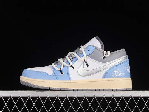 【320】[553558-053]-[AIR JORDAN 1 LOW WHITE/BLUE/GREY/YELLOW]-[WOMAN:35.5-39]-[MAN:40-47.5]