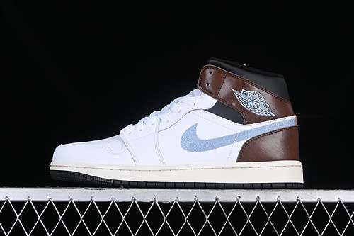 【300】[FQ8162-142]-[AIR JORDAN 1 MID WHITE/BLACK/SAIL/BLUE GREY]-[WOMAN:36-39]-[MAN:40-46]