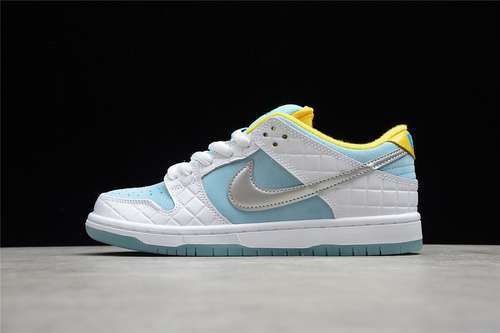 【380】[DH7687-400]-[FTC X SB DUNK LOW WHITE/LAGOON PULSE-METALLIC SILVER-SPEED YELLOW]-[UNISEX:36-45]