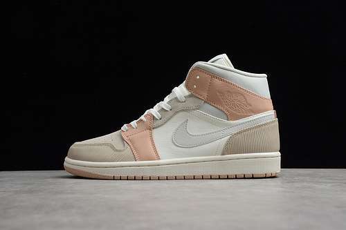 【340】[CV3044-100]-[AIR JORDAN 1 MID MILAN LIGHT BONE/STRING SHIMMER]-[UNISEX:36-46]