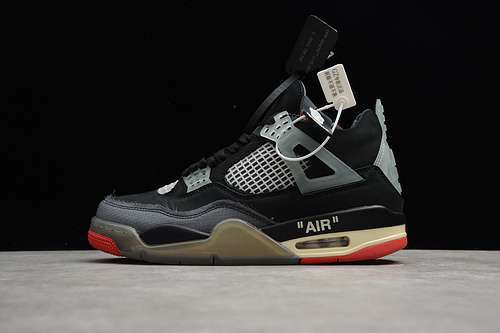 【580】[CV9388-001]-[OW X AIR JORDAN 4 BRED BLACK/GREY/RED]-[MAN:40-47]