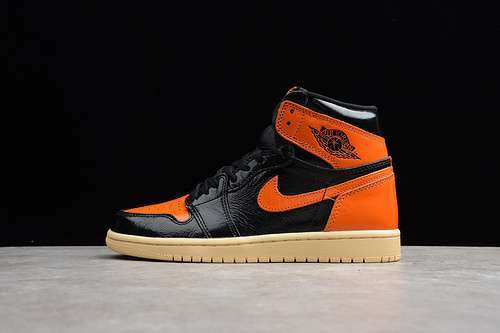 【450】[555088-028]-[GZ AIR JORDAN 1 HIGH OG SHATTERED BACKBOARD 3.0 BLACK/ORANGE]-[UNISEX:36-47]