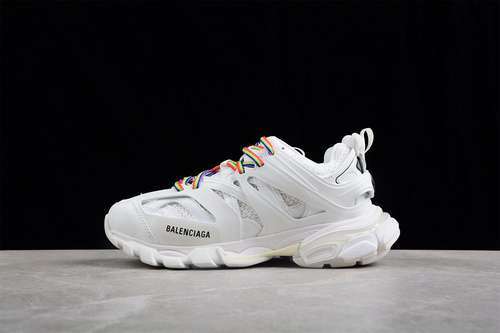 【580】[BA*LEN*CIAGA TRACK SNEAKER WHITE/MULTI-COLOR]-[WOMAN:35-39]-[MAN:40-46]