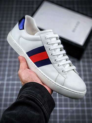【250】[GU*CCI ACE EMBROIDERED LOW-TOP SNEAKER WHITE/BLUE/RED]-[WOMAN:35-39]