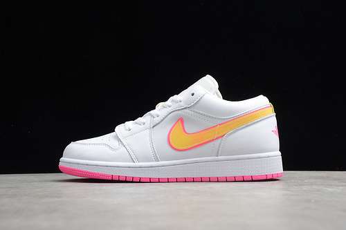 【300】[CV4610-100]-[AIR JORDAN 1 LOW GS WHITE/PINK/YELLOW-VOLT]-[WOMAN:36-40]