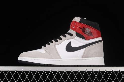 【400】[555088-126]-[AIR JORDAN 1 RETRO HIGH OG WHITE/BLACK/LIGHT SMOKE GREY/VARSITY RED]