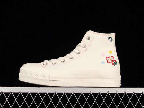 【250】[A02198C]-[CHUCK TAYLOR ALL STAR LIFT PLATFORM HIGH FLORAL EMBROIDERY EGRET/BLACK/PINK FOAM]